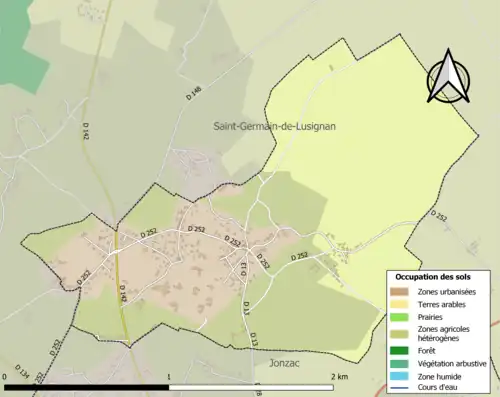 Carte en couleurs présentant l'occupation des sols.