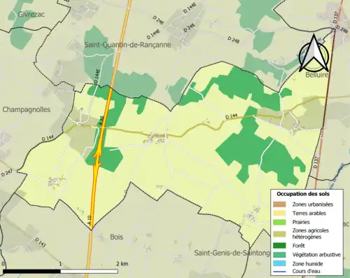 Carte en couleurs présentant l'occupation des sols.