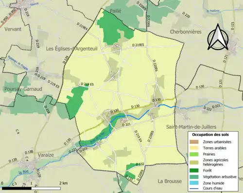 Carte en couleurs présentant l'occupation des sols.