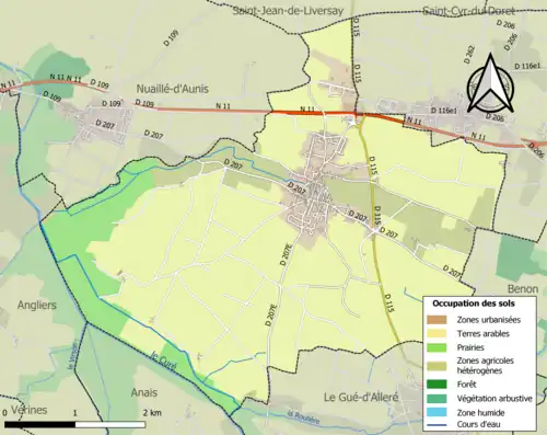 Carte en couleurs présentant l'occupation des sols.