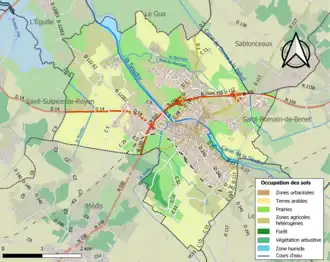 Carte en couleurs présentant l'occupation des sols.