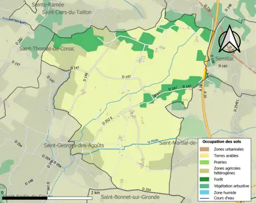Carte en couleurs présentant l'occupation des sols.