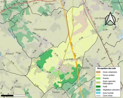 Carte en couleurs présentant l'occupation des sols.