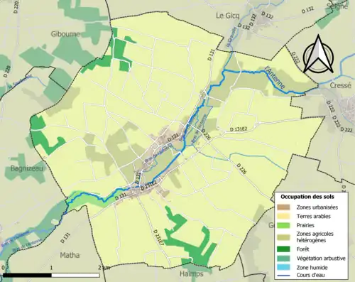 Carte en couleurs présentant l'occupation des sols.