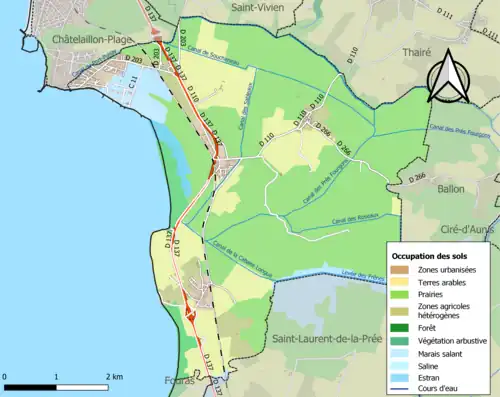 Carte en couleurs présentant l'occupation des sols.