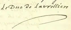 signature de Louis Phélypeaux de Saint-Florentin, duc de La Vrillière