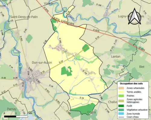 Carte en couleurs présentant l'occupation des sols.