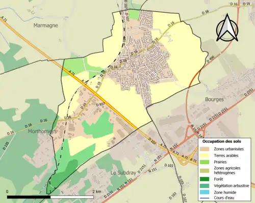 Carte en couleurs présentant l'occupation des sols.