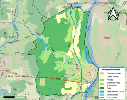 Carte en couleurs présentant l'occupation des sols.