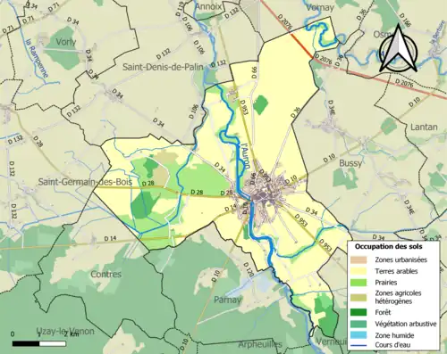 Carte en couleurs présentant l'occupation des sols.