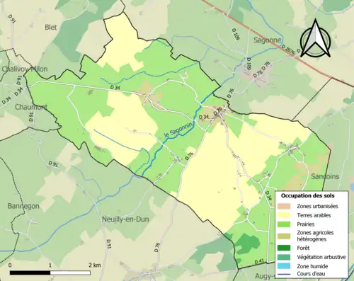 Carte en couleurs présentant l'occupation des sols.