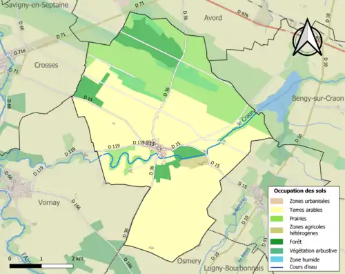 Carte en couleurs présentant l'occupation des sols.