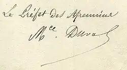 signature de Maurice Duval (préfet)