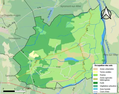 Carte en couleurs présentant l'occupation des sols.