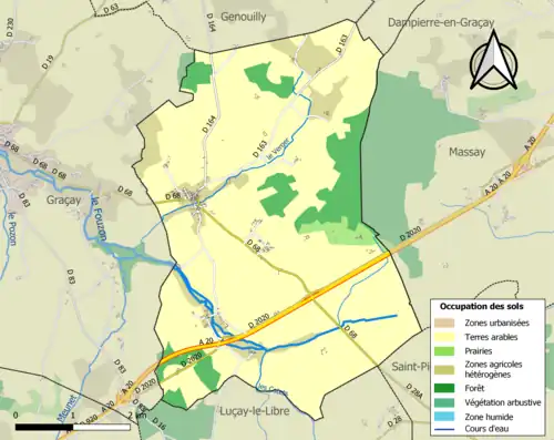 Carte en couleurs présentant l'occupation des sols.
