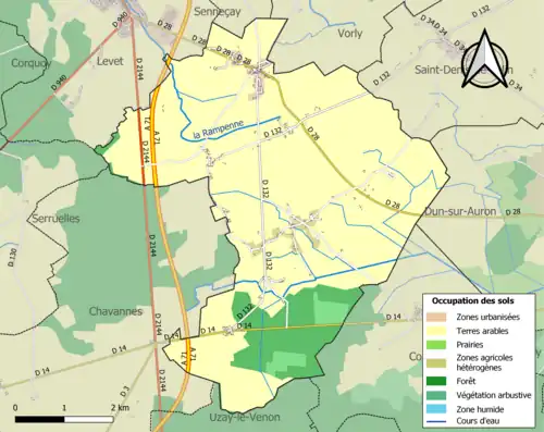 Carte en couleurs présentant l'occupation des sols.