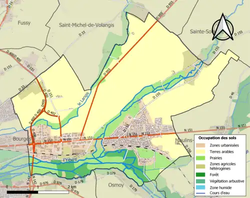 Carte en couleurs présentant l'occupation des sols.