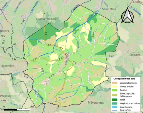 Carte en couleurs présentant l'occupation des sols.