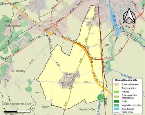 Carte en couleurs présentant l'occupation des sols.