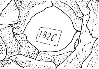 Millésime 1826 sous dalle de fermeture à Villevieille (Gard).
