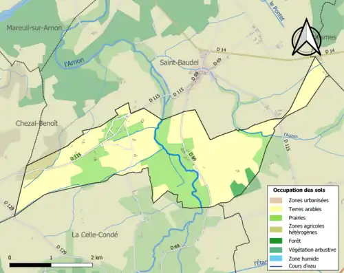 Carte en couleurs présentant l'occupation des sols.