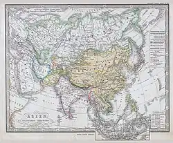 1862. Carte de l'Asie avec l'Empire chinois (chinesisches Reich), par l'éditeur allemand Justus Perthes.