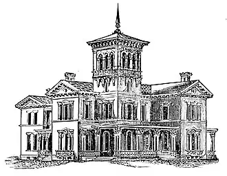 Design (1869) pour une villa à l'italienne par l'architecte L. B. Young. (Cincinnati, Ohio)