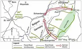 Plan de la bataille du Schnee Eifel