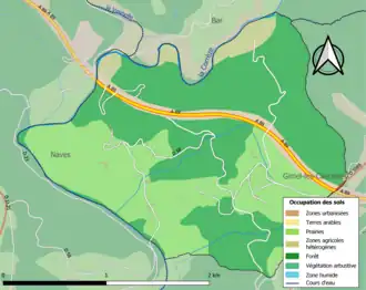 Carte en couleurs présentant l'occupation des sols.