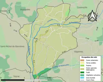 Carte en couleurs présentant l'occupation des sols.