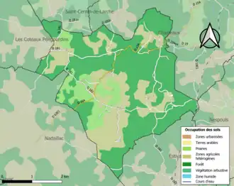Carte en couleurs présentant l'occupation des sols.