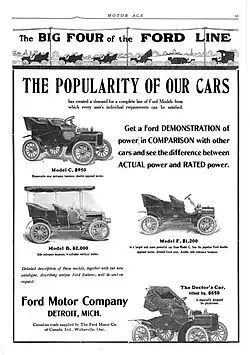 Publicité Ford de 1905