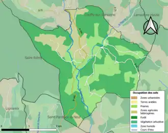 Carte en couleurs présentant l'occupation des sols.