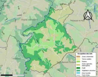 Carte en couleurs présentant l'occupation des sols.