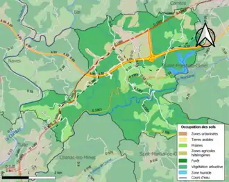 Carte en couleurs présentant l'occupation des sols.