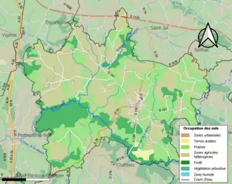 Carte en couleurs présentant l'occupation des sols.