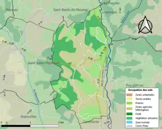 Carte en couleurs présentant l'occupation des sols.