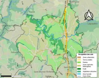 Carte en couleurs présentant l'occupation des sols.