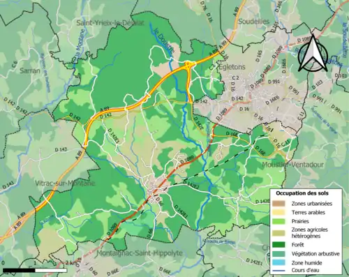 Carte en couleurs présentant l'occupation des sols.
