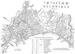 Carte urbaine ancienne en noir et blanc.