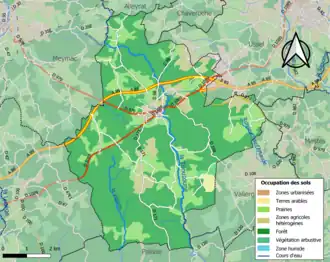 Carte en couleurs présentant l'occupation des sols.