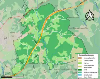 Carte en couleurs présentant l'occupation des sols.