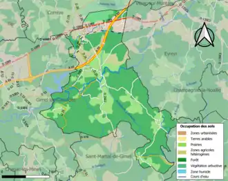 Carte en couleurs présentant l'occupation des sols.