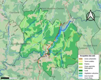 Carte en couleurs présentant l'occupation des sols.