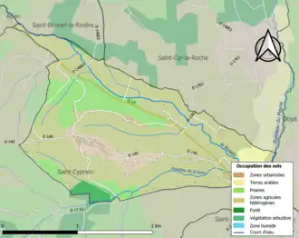 Carte en couleurs présentant l'occupation des sols.