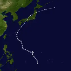 Parcours du typhon Muroto de 1934.