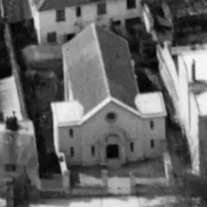 Vue aérienne de cette première synagogue, en avril 1935.