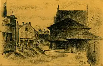 La gare en mars 1940 (dessin par Léon van Dievoet).
