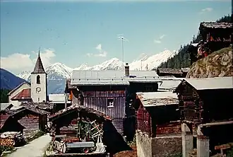 Centre de Blatten en 1974 (qui a été enseveli en 2025).