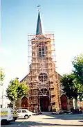 Grattage de l'église en 1986.